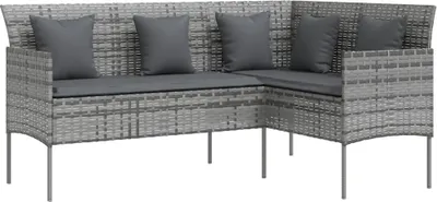 Produktbild von vidaXL Sofa in L-Form mit Kissen Poly Rattan Grau