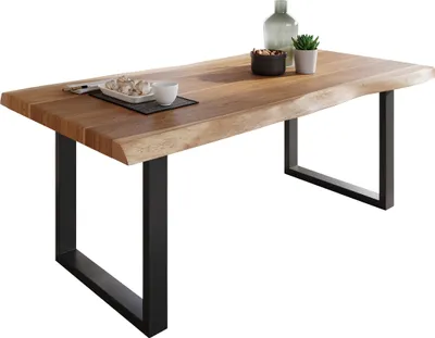 Produktbild von Esstisch Baumkante massiv Akazie Natur 160 x 85 U-Gestell schwarz ATLAS