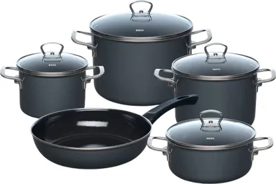 Produktbild von Riess Emaille Geschirrset Dark Grey 5tlg