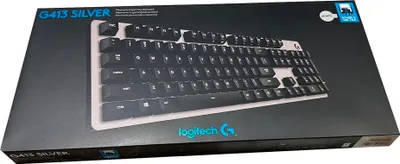 Image de Logitech G413 Clavier de jeu mécanique, Commutateurs tactiles Romer-G, Boîtier en aluminium brossé, Touches F programmables, Boucle USB, Disposition QWERTY américaine - Argent/Noir