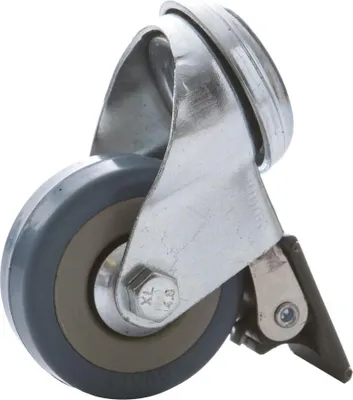 Produktbild von Lenkrolle mit Rückenloch und Bremse 50mm mit Gummi Rad, Transportrollen