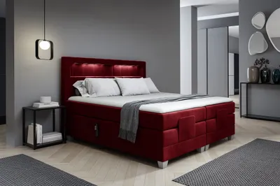 Produktbild von Boxspringbett Elektrisch Bett DAVIDE 180x200cm in Stoff Fresh Rot