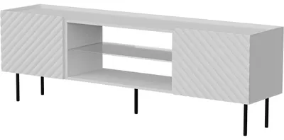 Produktbild von TV Lowboard TESSI EF, weiß, 180 cm breit, mit schwarzen Metallfüßen