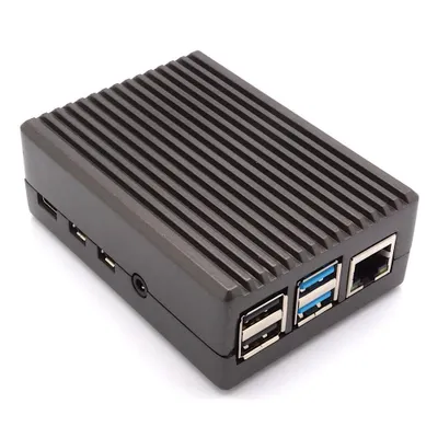 Produktbild von BerryBase Full Armor Gehäuse für Raspberry Pi 4, titanium grau
