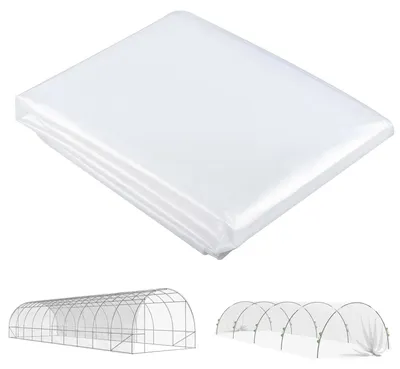 Obrázek produktu pro Folie pro skleníky – krycí materiál pro skleníky – odolná proti UV záření – vodotěsná – průhledná – rozměry 6 x 10 metrů