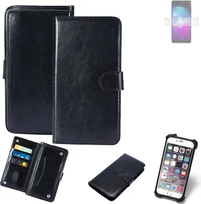 Produktbild von K-S-Trade 360° Hülle kompatibel mit ZTE Blade A5 2020 schwarz Kunstleder Case BookCase WalletCase Kunstlederederhülle Handyhülle, Rundumschutz