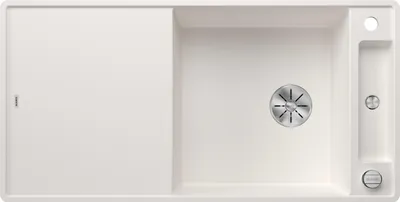 Immagine prodotto di BLANCO AXIA III XL 6 S-F, SILGRANIT® PuraDur®, bianco, reversibile, con scarico a distanza, incluso tagliere in vetro
