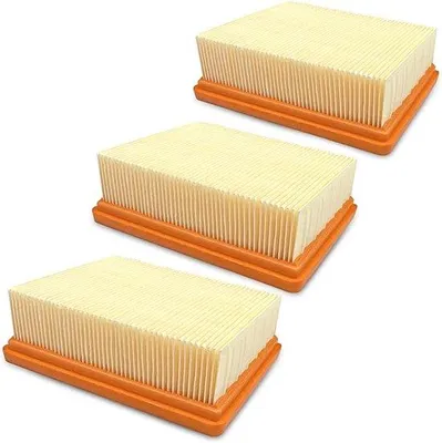 Obrázek produktu pro Sada 3 náhradních filtrů, ploché filtry, sada příslušenství k HEPA filtrům, ploché náhradní filtry do vysavačů vhodné pro vysavače Karcher WD5, WD4, MV4 a MV5