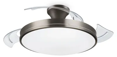 Imagen del producto de Lámpara de techo con ventilador Atlas de Philips, 35 + 28 W, níquel, metal, plástico, IP20, clase I, ideal para dormitorios, comedores, cocinas, salones, oficinas, 220-240 V