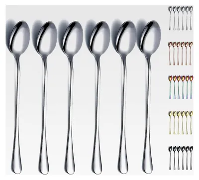 Produktbild von Eisteelöffel Edelstahl 7,5" Rührlöffel mit langem Griff, 6 Stück