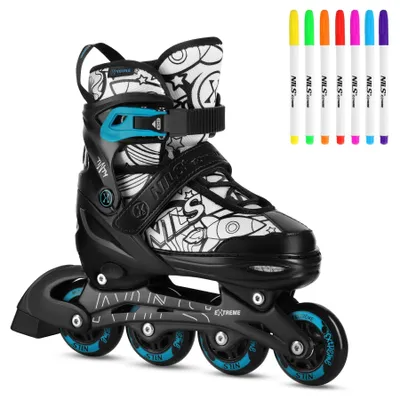 Image de Patins à roulettes, rollers et patins à glace NILS EXTREME 4 en 1 NH10907 TINTY, pointures 31-34, avec 7 marqueurs permanents