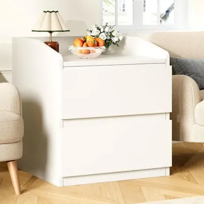 Image de Table d'appoint moderne avec deux tiroirs - Design épuré - Meuble de rangement