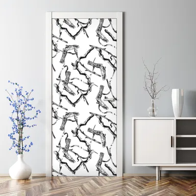 Produktbild von Dekorative Türaufkleber selbstklebend Dekorfolie Türtapete Palmblätter und Flamingos 70 x 200 cm
