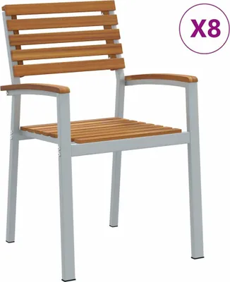 Image de vidaXL Ensemble de 8 chaises de jardin, marron, 56 x 57 x 87 cm, bois massif d'acacia