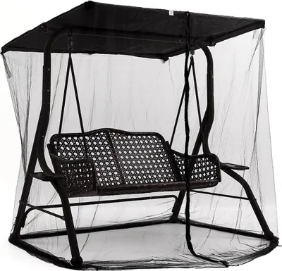 Produktbild von Drei-Personen-Schaukelstuhl mit schwarzem Moskitonetz, Reißverschluss, geeignet für den Sommer