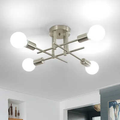 Produktbild von Comely Deckenlampe Vintage E27, 4 Flammig Sputnik Kronleuchter Retro Nickel