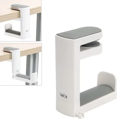 Immagine prodotto di Supporto per cuffie - Porta auricolari - Organizzatore da scrivania - Rotazione a 360 gradi - Morsetto regolabile da 10-40 mm - Bianco