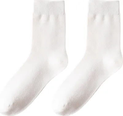 Produktbild von 1 Paar Damensocken, mittelhoher Schaft, geruchsneutral, Retro, einfarbig, hohe Elastizität, rutschfest, atmungsaktiv, weich, schweißabsorbierend, einlaufsicher, Sport-Baumwollsocken