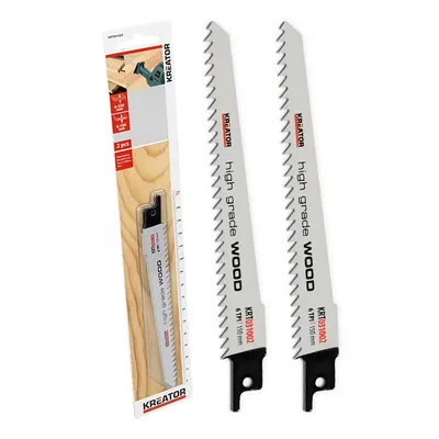 Zdjęcie produktu dla Brzeszczoty do piły szablastej 2 sztuki w zestawie 150 mm do drewna - długość 150 mm, 6 TPI, do drewna / plastiku