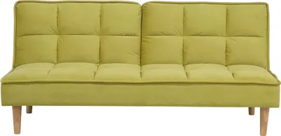 Produktbild von BELIANI 3-Sitzer Sofa Olivgrün Stoffbezug Gesteppt mit Schlaffunktion Hellen Hohen Holzbeinen Klassisches Design Schlafsofa Stoffsofa Klappsofa