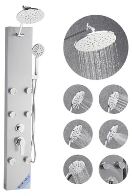Produktbild von VEVOR Duschpaneel-Turmsystem (3 in 1) mit Regenwasserfall-Duschkopf, (124 cm) Du