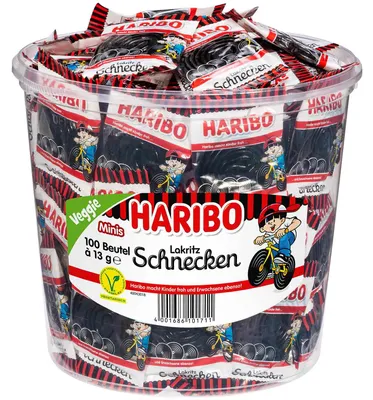 Image de Haribo 825030 Produits à base de réglisse Escargots Minis - 100 mini-sachets
