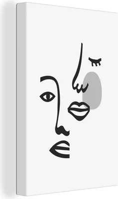 Produktbild von OneMillionCanvasses® - Leinwandbilder - 90x140 cm, Porträt - Strichzeichnung - Schwarz - Weiß, Wandbilder Kunstdruck Wanddekoration - Wandschmucke - Schlafzimmer