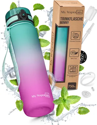 Produktbild von My Vesperbox® Trinkflasche Kinder [750ML] - Wasserflasche Kohlensäure Geeignet & Auslaufsicher - Water Bottle Kids - für Schule & Sport - Kinderflasche für Mädchen & Jungen - inkl. Ersatzdichtung