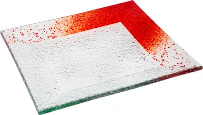 Produktbild von Glasteller Schale Tischdeko quadratisch Design Max Fusing Glas ca. 32x32cm Handmade Rot