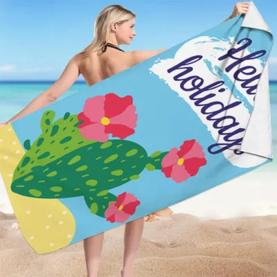 Produktbild von HELLO HOLIDAYS Kaktus Mikrofaser Badetuch Strandtuch XXL 70x150 cm