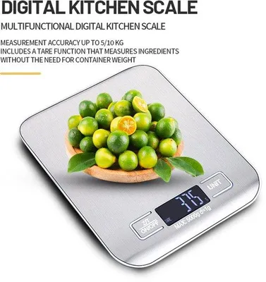 Obrázek produktu pro Digitální kuchyňská váha – nosnost 5 kg – přesnost 1 g – LCD displej – pro vaření a pečení – bílá