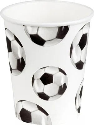 Image de 6 gobelets en carton de football d'environ 250 ml, décoration de fête de football