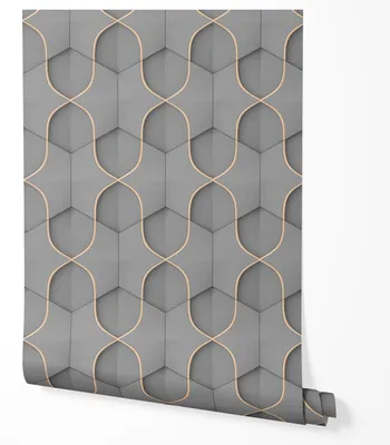 Obrázok produktu pre Vliesová tapeta geometrický 3D šesťuholníky vzor sivá zlatá moderný abstraktný línie elegantný luxusný dizajn obývačka spálňa chodba odolná voči UV 5m x 0.5m