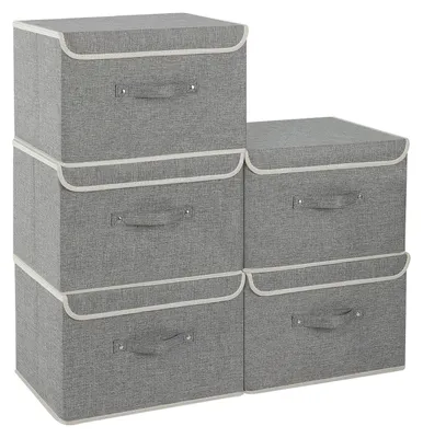 Produktbild von faltbare Aufbewahrungsboxen mit Boden aus rutschfestem Fleece-Gewebe, würfelförmig, zur Aufbewahrung von Kleidung, 38 × 25 × 25 cm, grau