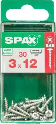 Produktbild von SPAX 4231010300121, Schraube, Stahl, Zink, Holz, Pozidriv, Silber, 12 mm