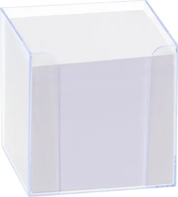 Produktbild von folia Zettelbox "Luxbox" mit Leuchtkanten blau bestückt 800 Blatt
