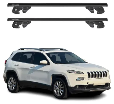 Imagen del producto de Soportes básicos para portaequipajes para Jeep Cherokee KL 2014-2023, aluminio, 90 kg, con color negro, 2 piezas, Imagen generada por IA