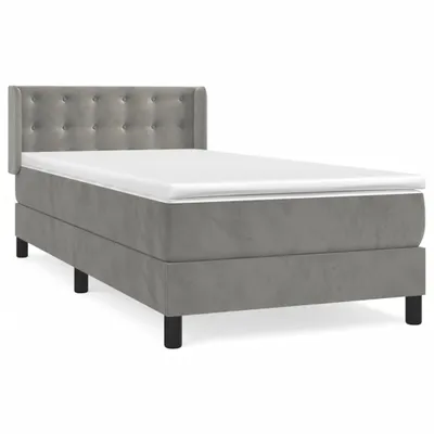 Produktbild von vidaXL Boxspringbett mit Matratze Hellgrau 80x200 cm Samt