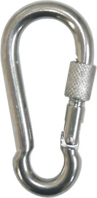 Produktbild von Karabinerhaken Ø 5 x 50 mm mit Sicherungsschraube aus Edelstahl V4A