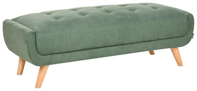 Produktbild von BELIANI Ottomane Grün Stoff Gepolstert Gesteppt mit Holzbeinen Rechteckig Modernes Retro Design Wohnzimmer Sofa-Hocker Fußhocker Sitzhocker zum Sofa