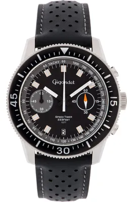 Produktbild von Gigandet Quarzuhr Chronograph Edelstahl Lederband Silber Schwarz Speed Timer Vintage - G7-009