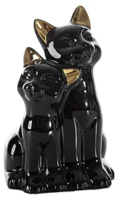 Zdjęcie produktu dla Figurka ceramiczna koty CAT 14X12X22 czarna