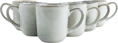 Produktbild von OTIX Kaffeebecher mit Henkel Set von 6 Kaffeetassen Große Teetasse 420 ml Steingut BEECH