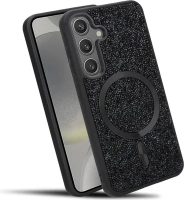 Produktbild von Cadorabo Hülle für Samsung Galaxy S25 Hülle Glitzer kompatibel mit MagSafe in SCHWARZ magnetische Handyhülle Sparkle Diamond für Samsung Galaxy S25 stoßfeste Diamant Crystal Schutzhülle mit Magnetkraft