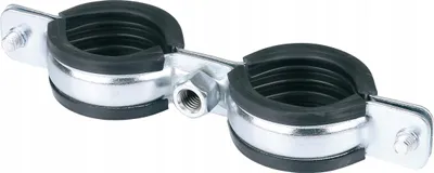 Produktbild von Doppelrohrschelle 20-24 mm mit Gummi, Stahl, 1/2 Zoll