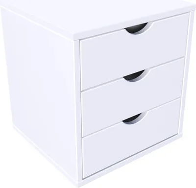 Produktbild von Pinienholz Schubladencontainer weiß mit 3 Schubladen B 40 cm H 46 cm