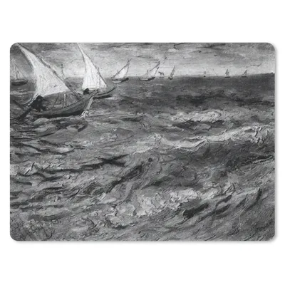 Produktbild von MuchoWow® Mauspad Mousepad Segelboote - Vincent van Gogh - Schwarz - Weiß 40x30 cm - Mousepads - Maus Mat - Pad - Mausunterlage - Anti Rutsch
