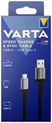 Immagine prodotto di Varta Ladekabel Speed Charge & Sync USB-A auf USB-C 2 Meter