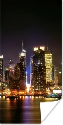Produktbild von MuchoWow® Poster New York - Skyline - Farben 60x120 cm - Wandschmuck
