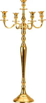 Produktbild von Kerzenständer 5-armig Kerzenleuchter Kandelaber aus Metall gold Höhe 80 cm